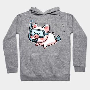 cute pig snorkeling Hoodie